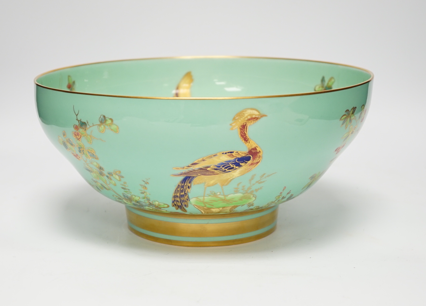 A 20th century Spode turquoise and gilt bowl, 26cm diameter